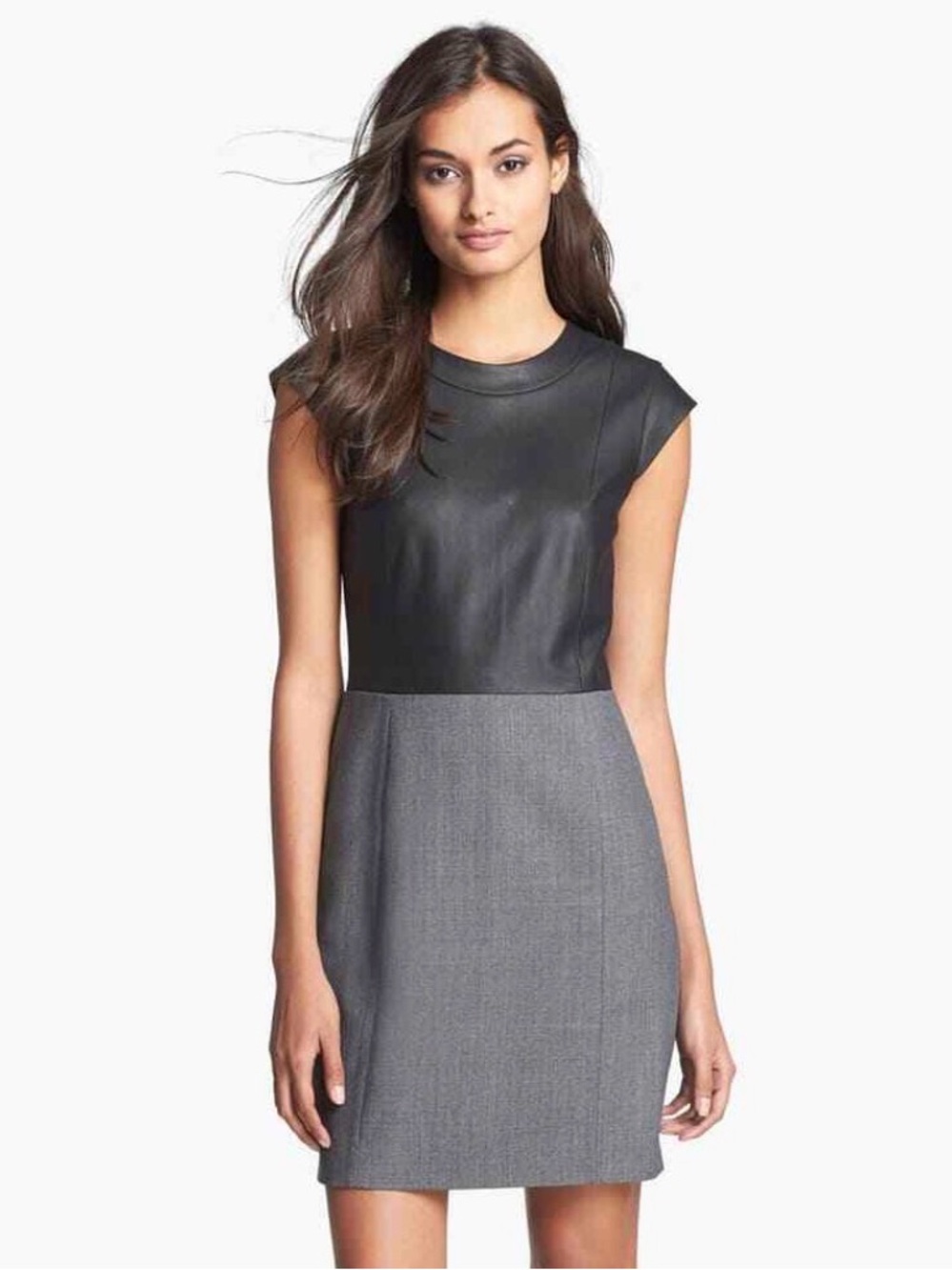 Theory Orinthia C Leather Top Color Block Dress Size 6